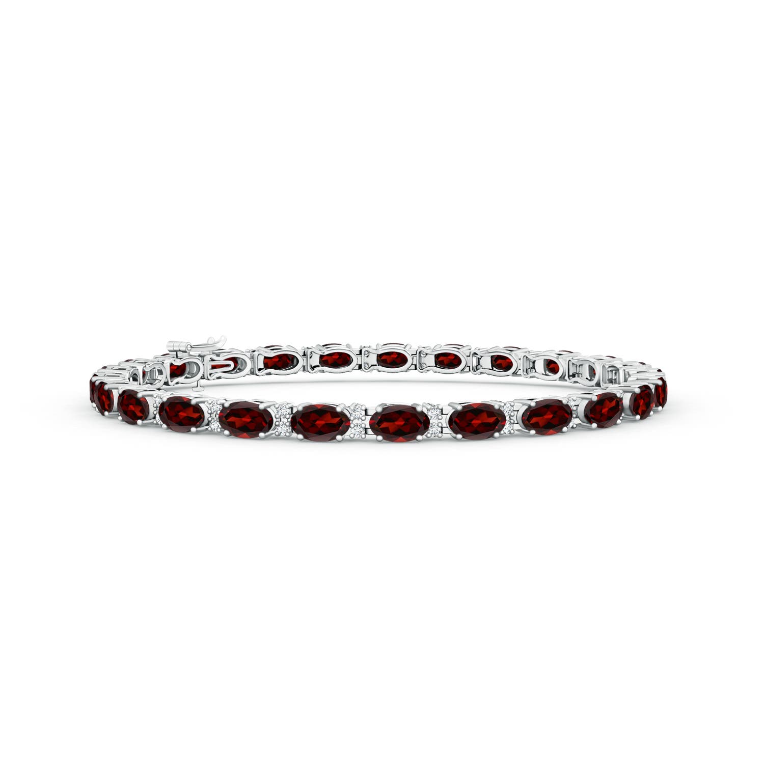 Classic Oval Garnet and Diamond Tennis Bracelet