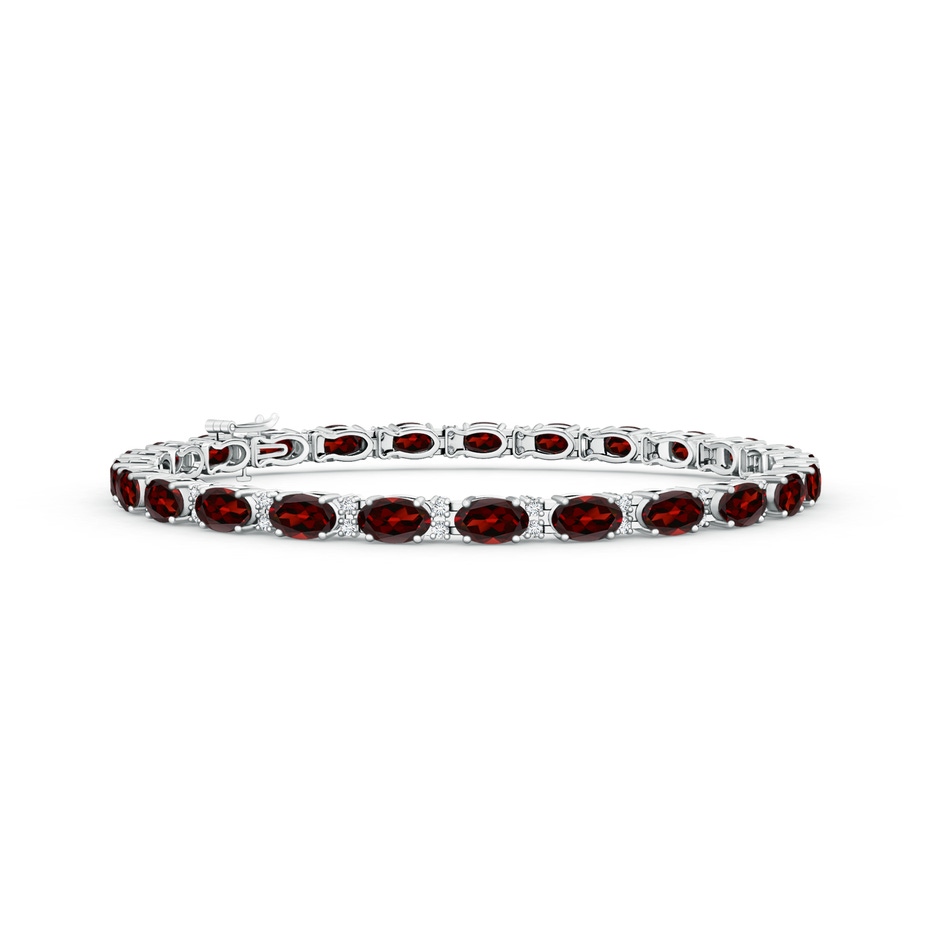 5x3mm AAA Classic Oval Garnet and Diamond Tennis Bracelet in White Gold 