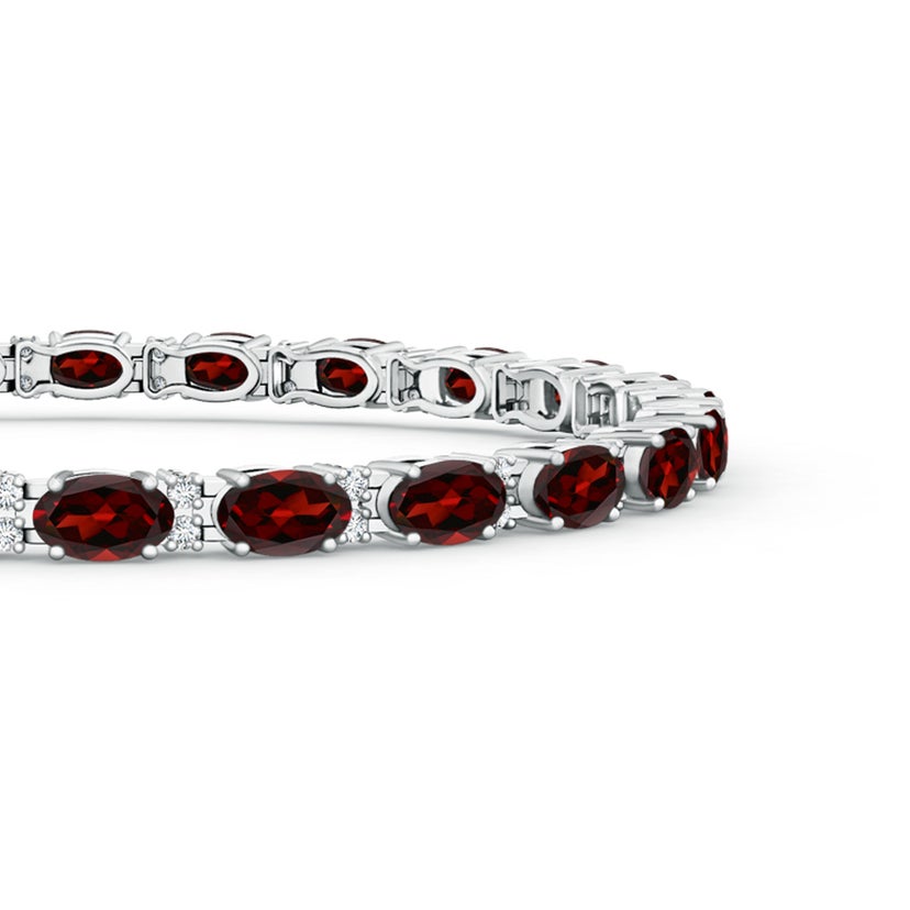 Bracelet Tennis Grenat Rouge Ovale Argent 925 - 9.60 Ct, 11 G, 7.25 Pouces, Fait Main En Inde, Neuf Sans Boîte