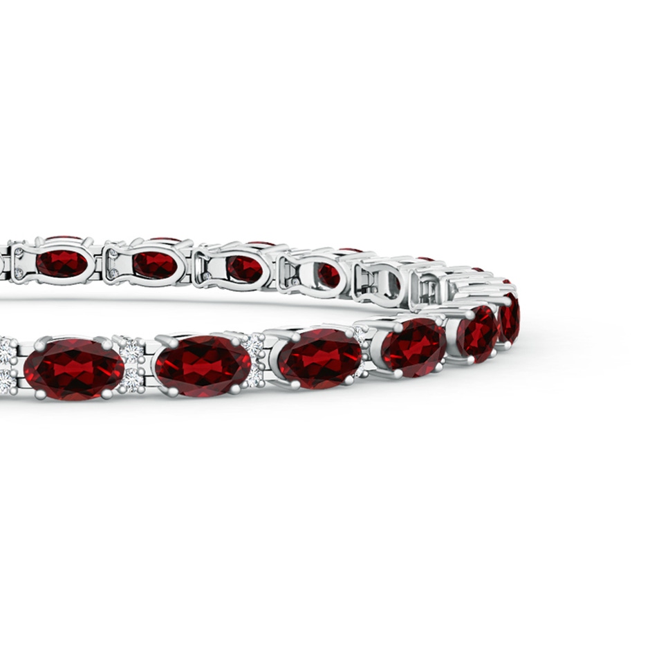 5x3mm AAAA Classic Oval Garnet and Diamond Tennis Bracelet in White Gold side-1