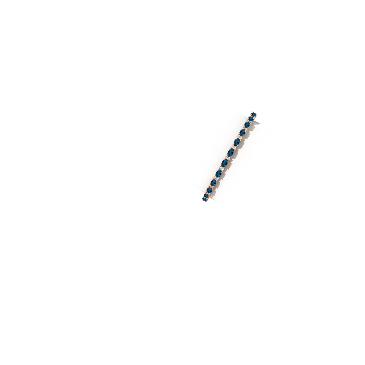 5x3mm AAA Classic Oval London Blue Topaz and Diamond Tennis Bracelet in Rose Gold - body_arm