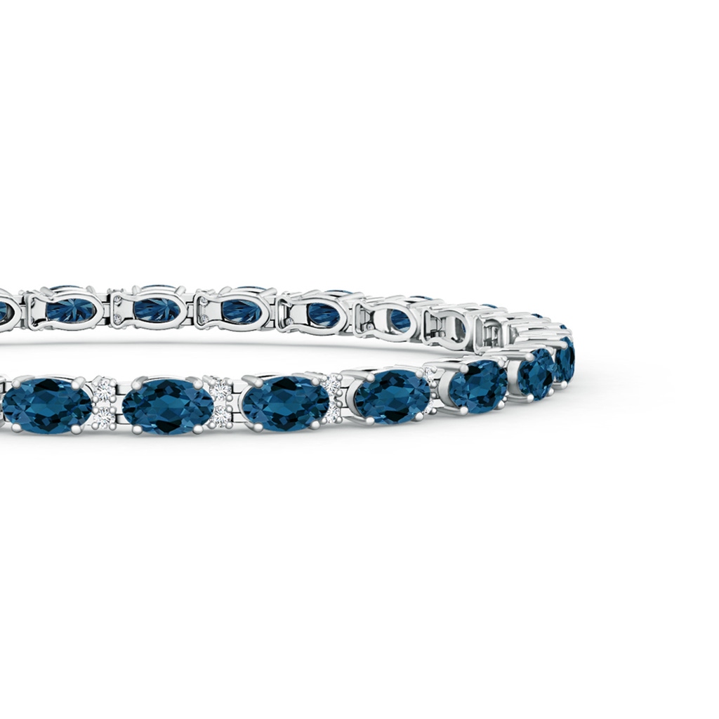 5x3mm AAA Classic Oval London Blue Topaz and Diamond Tennis Bracelet in White Gold - side 199