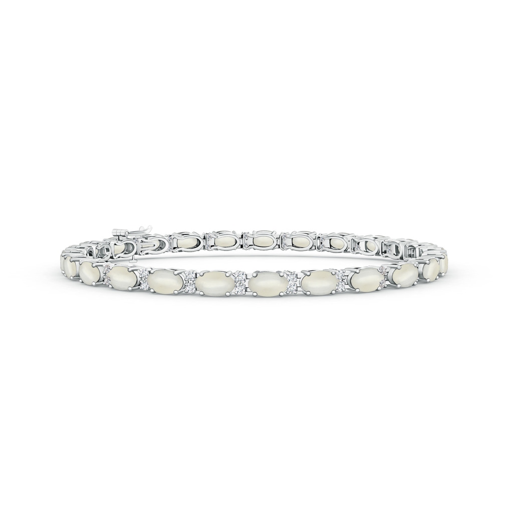 5x3mm AAA Classic Oval Moonstone and Diamond Tennis Bracelet in White Gold