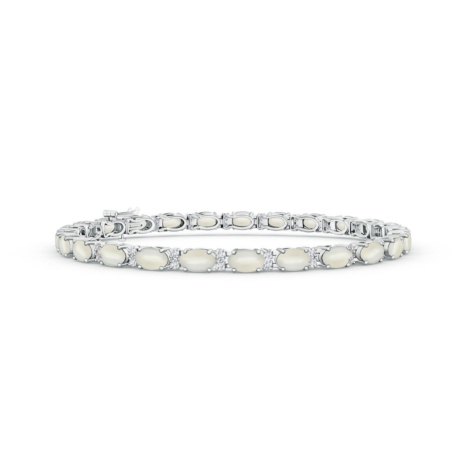 5x3mm AAA Classic Oval Moonstone and Diamond Tennis Bracelet in White Gold 