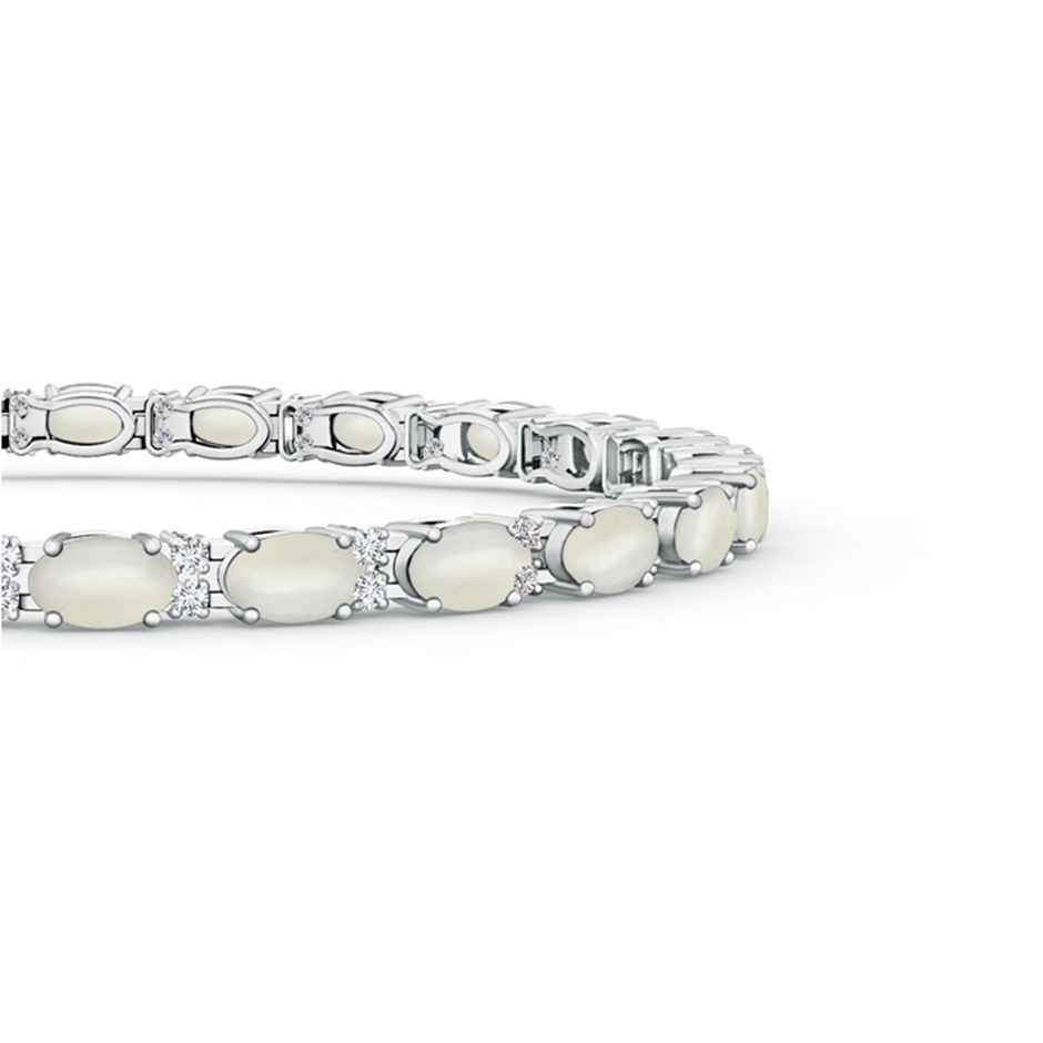 5x3mm AAA Classic Oval Moonstone and Diamond Tennis Bracelet in White Gold side-1