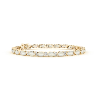 5x3mm AAA Classic Oval Moonstone and Diamond Tennis Bracelet in Yellow Gold