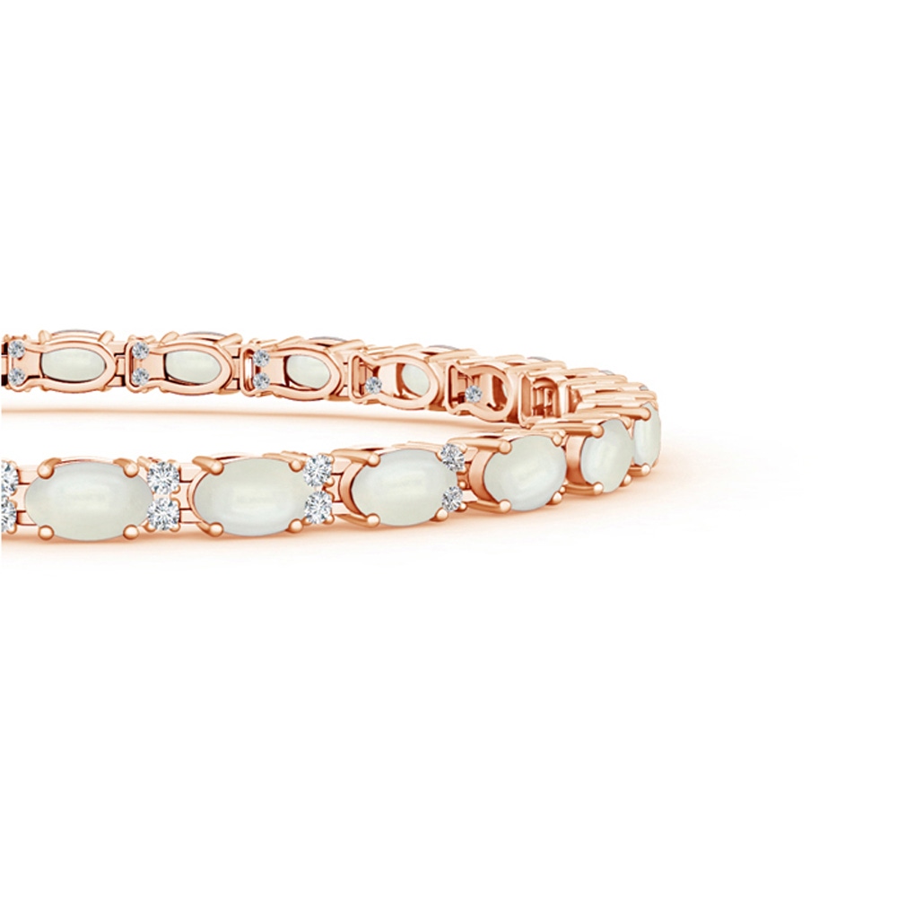 5x3mm AAAA Classic Oval Moonstone and Diamond Tennis Bracelet in Rose Gold - side 199