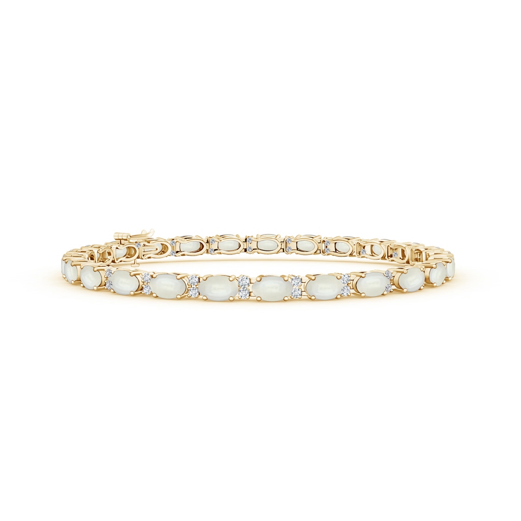 5x3mm AAAA Classic Oval Moonstone and Diamond Tennis Bracelet in Yellow Gold