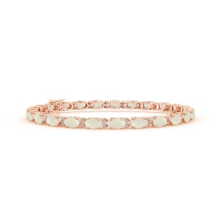 5x3mm A Classic Oval Opal and Diamond Tennis Bracelet in 10K Rose Gold