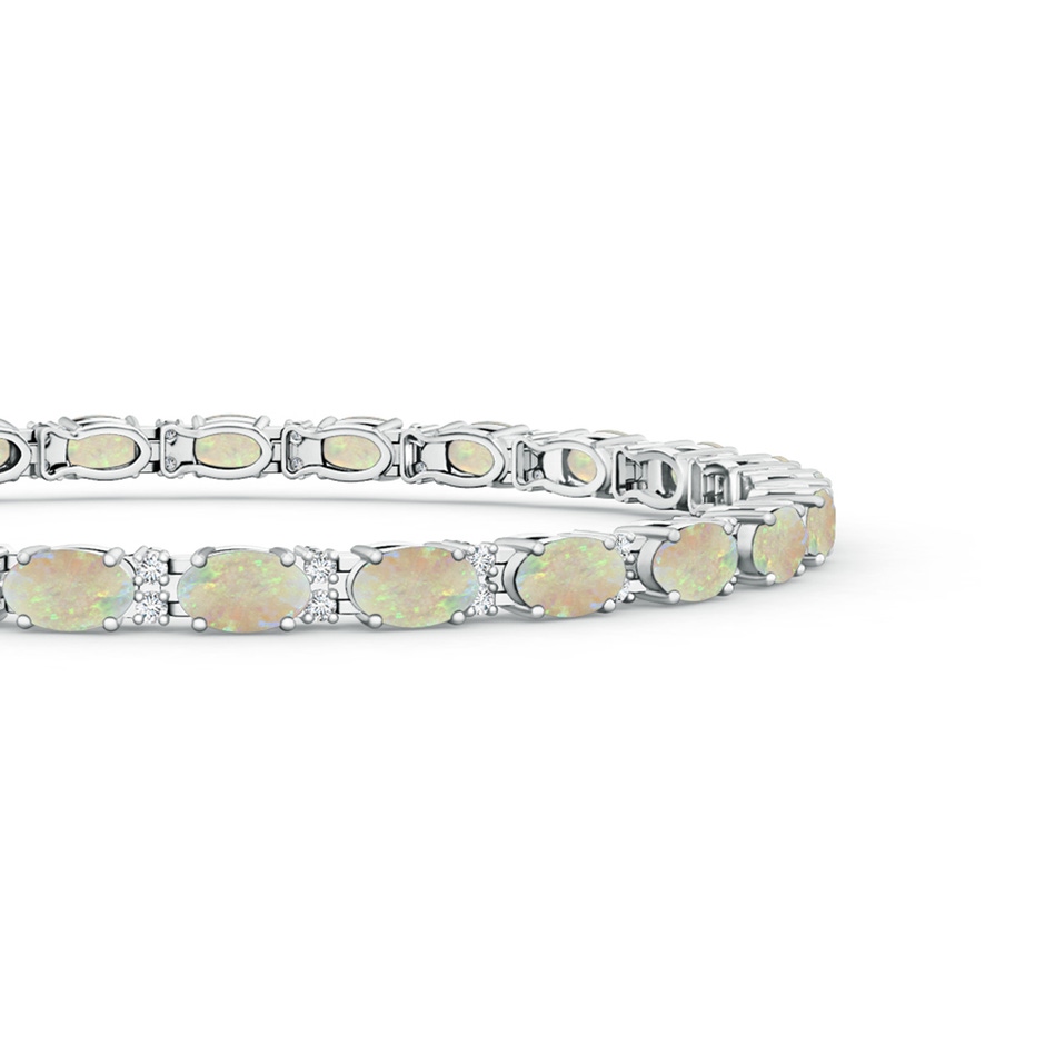 5x3mm AAA Classic Oval Opal and Diamond Tennis Bracelet in White Gold side-1