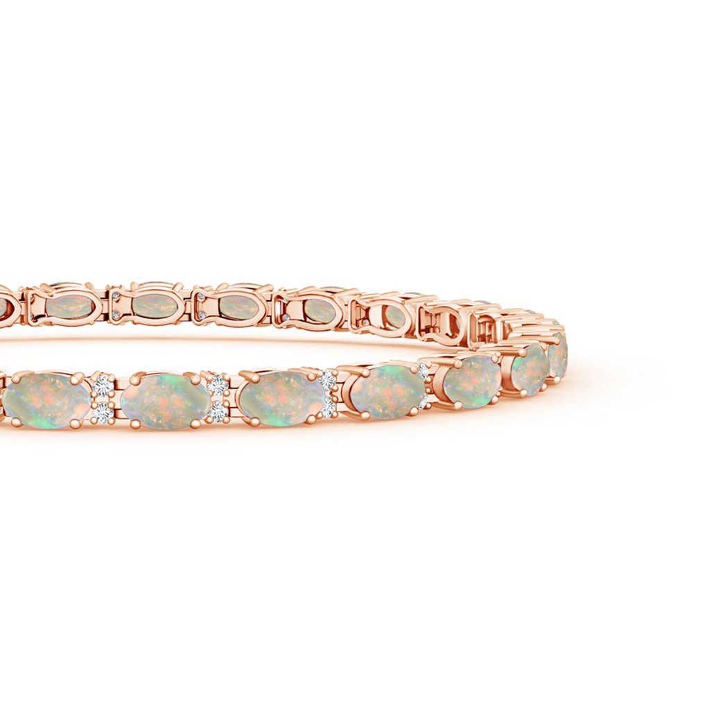 5x3mm AAAA Classic Oval Opal and Diamond Tennis Bracelet in Rose Gold Side-1