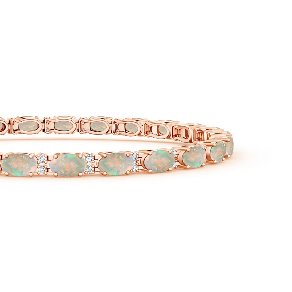 5x3mm AAAA Classic Oval Opal and Diamond Tennis Bracelet in Rose Gold side-1