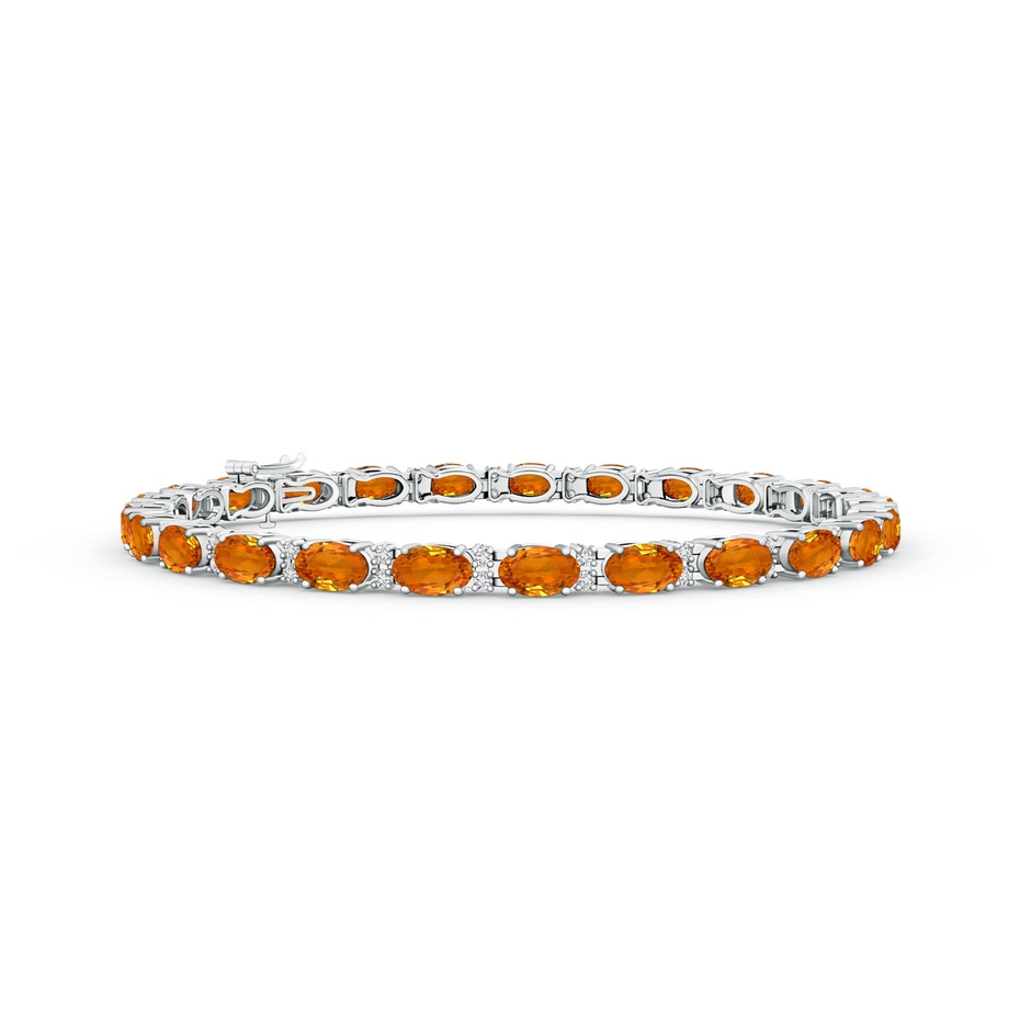 5x3mm AAA Classic Oval Orange Sapphire and Diamond Tennis Bracelet in White Gold 