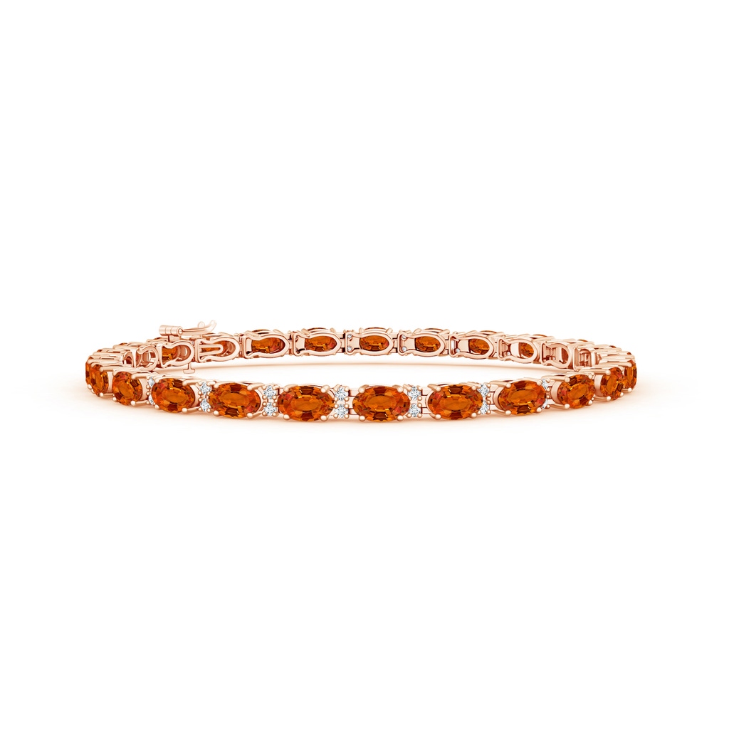 5x3mm AAAA Classic Oval Orange Sapphire and Diamond Tennis Bracelet in Rose Gold