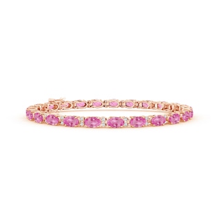 5x3mm AA Classic Oval Pink Sapphire and Diamond Tennis Bracelet in Rose Gold