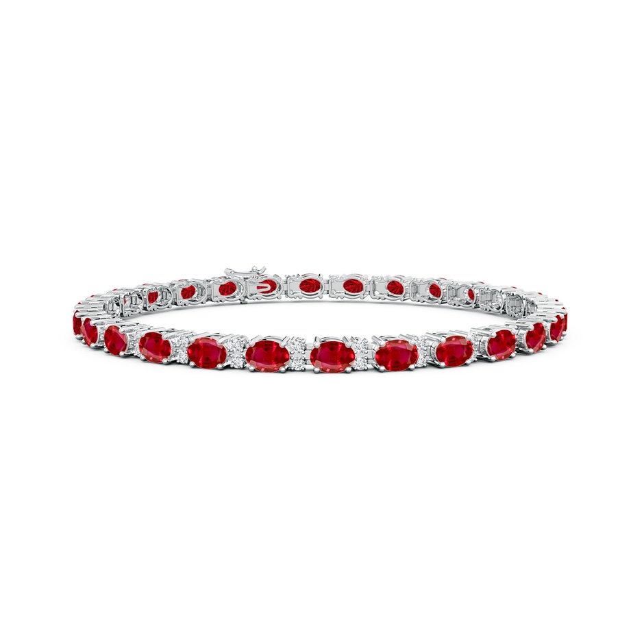 4x3mm AAA Classic Oval Ruby and Diamond Tennis Bracelet in White Gold 