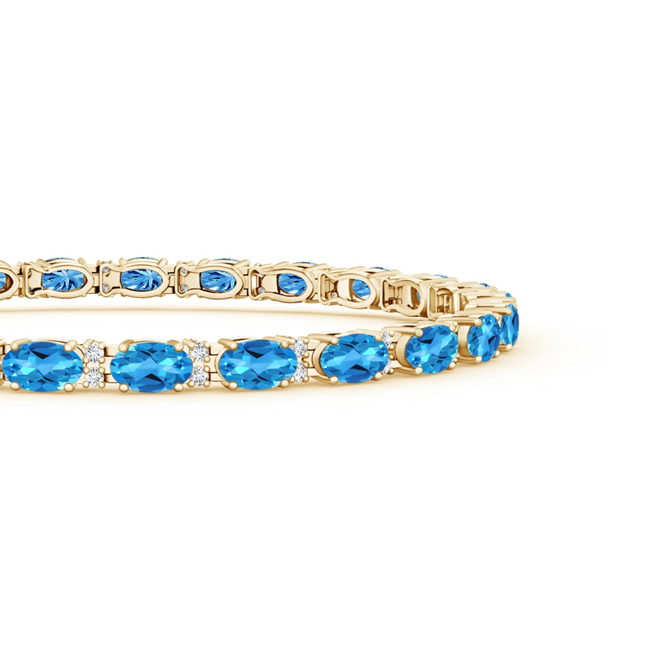 5x3mm AAAA Classic Oval Swiss Blue Topaz and Diamond Tennis Bracelet in Yellow Gold side-1