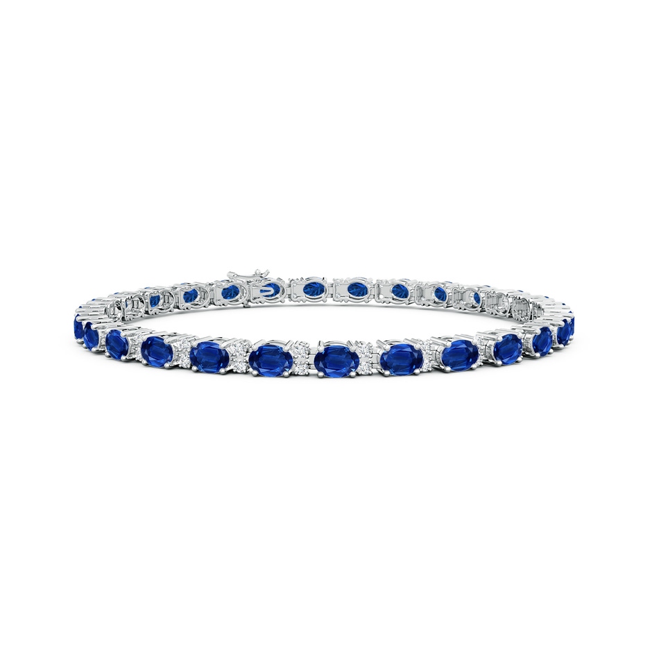 4x3mm AAA Classic Oval Blue Sapphire and Diamond Tennis Bracelet in White Gold 