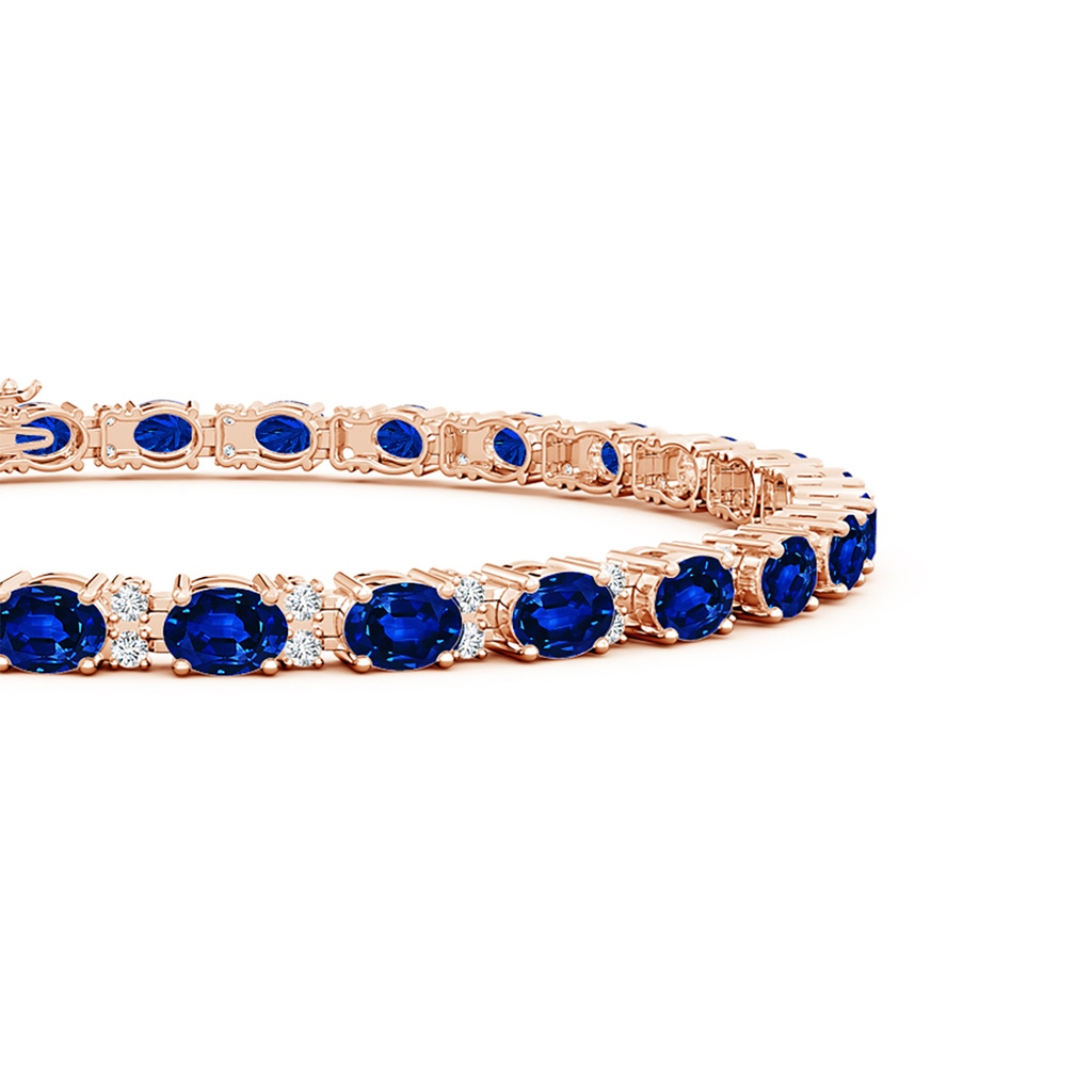 4x3mm Lab-Grown Classic Oval Blue Sapphire and Diamond Tennis Bracelet in Rose Gold - side 199
