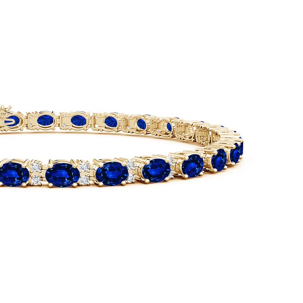 4x3mm Lab-Grown Classic Oval Blue Sapphire and Diamond Tennis Bracelet in Yellow Gold - side 199