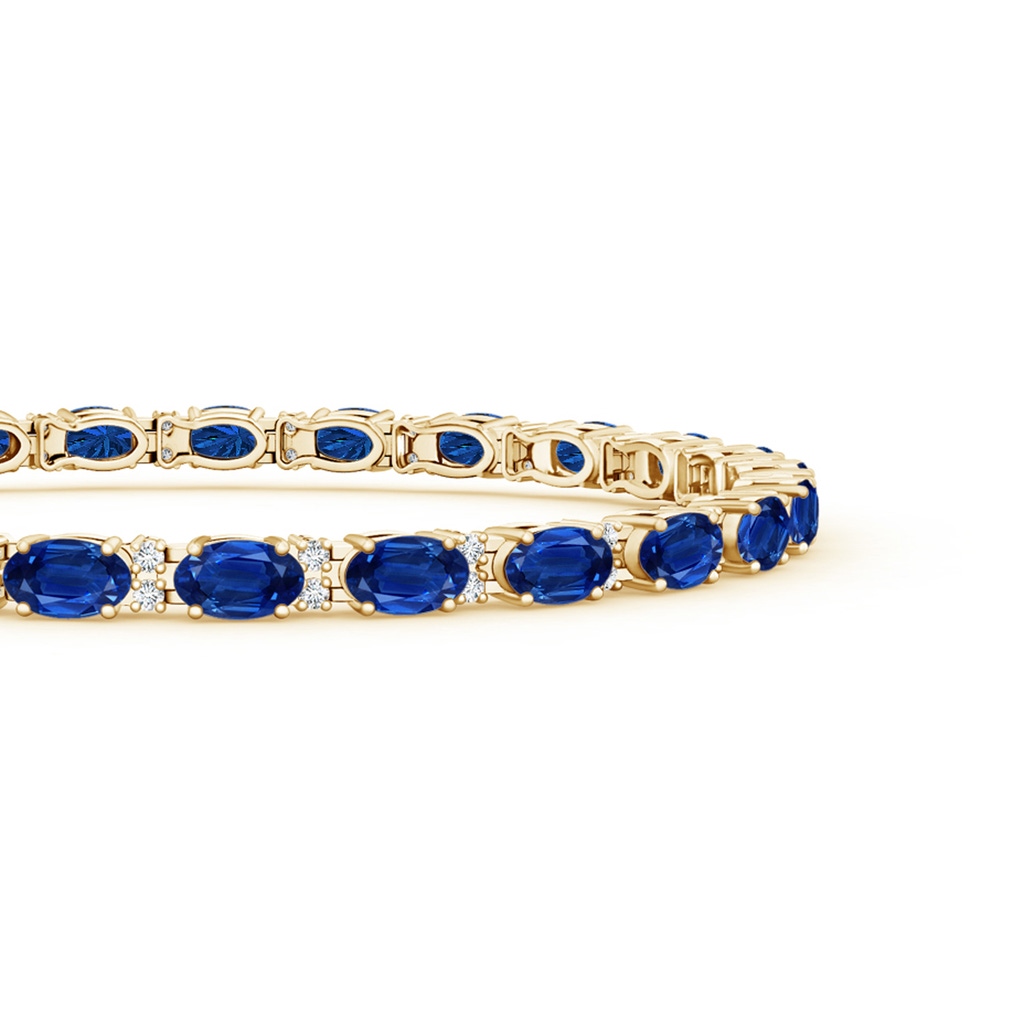 5x3mm AAA Classic Oval Blue Sapphire and Diamond Tennis Bracelet in Yellow Gold Side-1