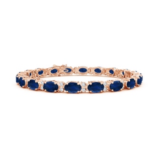 6x4mm AA Classic Oval Blue Sapphire and Diamond Tennis Bracelet in Rose Gold