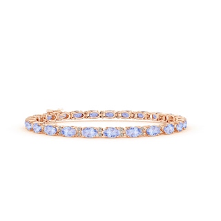 5x3mm A Classic Oval Tanzanite and Diamond Tennis Bracelet in 10K Rose Gold