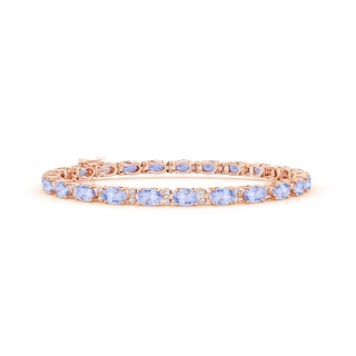 5x3mm A Classic Oval Tanzanite and Diamond Tennis Bracelet in Rose Gold