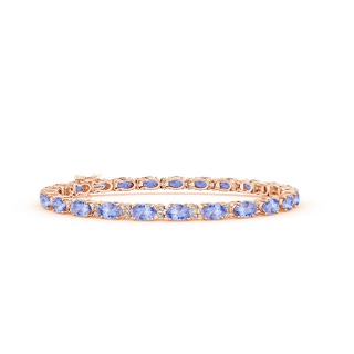 5x3mm AA Classic Oval Tanzanite and Diamond Tennis Bracelet in 10K Rose Gold