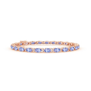 5x3mm AA Classic Oval Tanzanite and Diamond Tennis Bracelet in Rose Gold