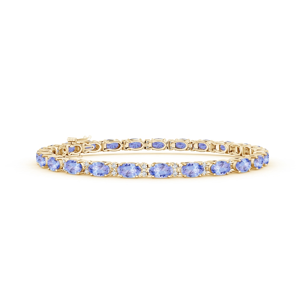 5x3mm AA Classic Oval Tanzanite and Diamond Tennis Bracelet in Yellow Gold