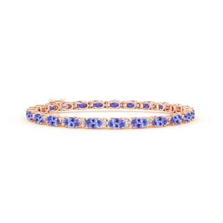 5x3mm AAA Classic Oval Tanzanite and Diamond Tennis Bracelet in Rose Gold