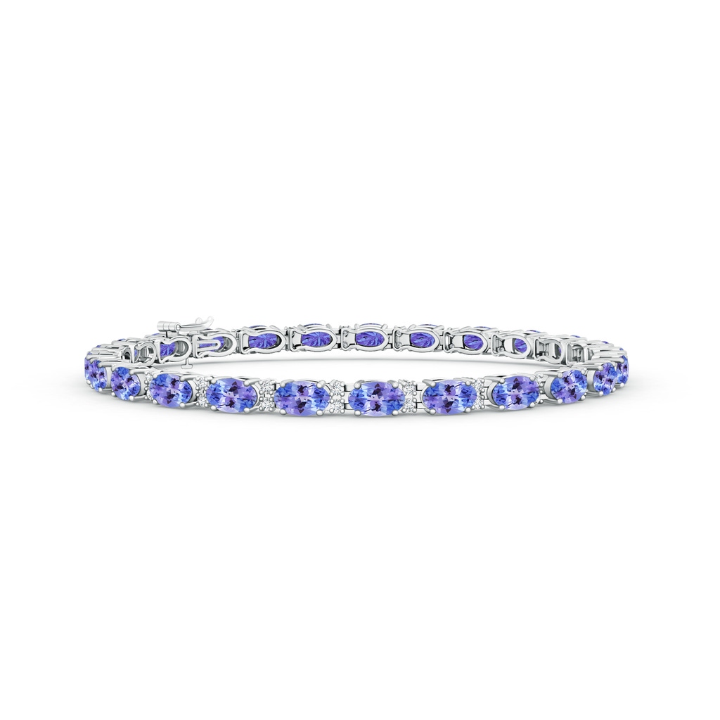 5x3mm AAA Classic Oval Tanzanite and Diamond Tennis Bracelet in White Gold