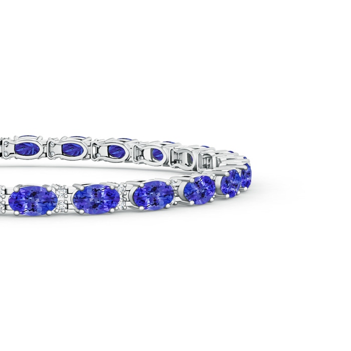 5x3mm AAAA Classic Oval Tanzanite and Diamond Tennis Bracelet in 10K White Gold Product Image