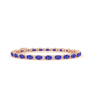 5x3mm AAAA Classic Oval Tanzanite and Diamond Tennis Bracelet in 9K Rose Gold