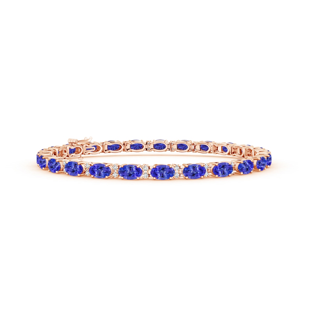 5x3mm AAAA Classic Oval Tanzanite and Diamond Tennis Bracelet in Rose Gold