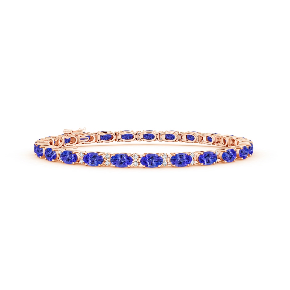 5x3mm AAAA Classic Oval Tanzanite and Diamond Tennis Bracelet in Rose Gold 