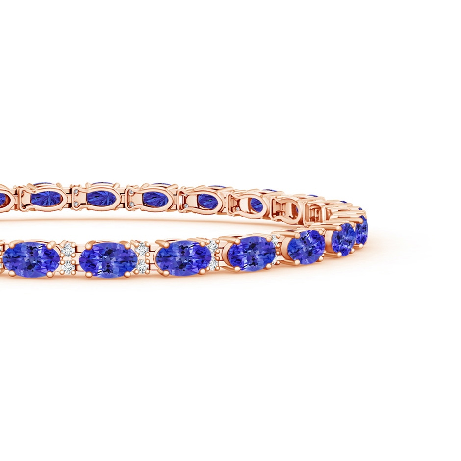 5x3mm AAAA Classic Oval Tanzanite and Diamond Tennis Bracelet in Rose Gold Side-1