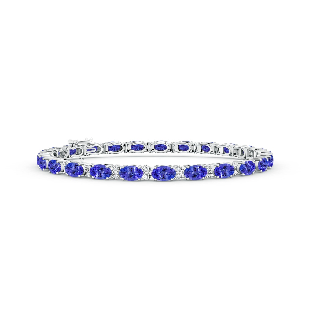 5x3mm AAAA Classic Oval Tanzanite and Diamond Tennis Bracelet in White Gold