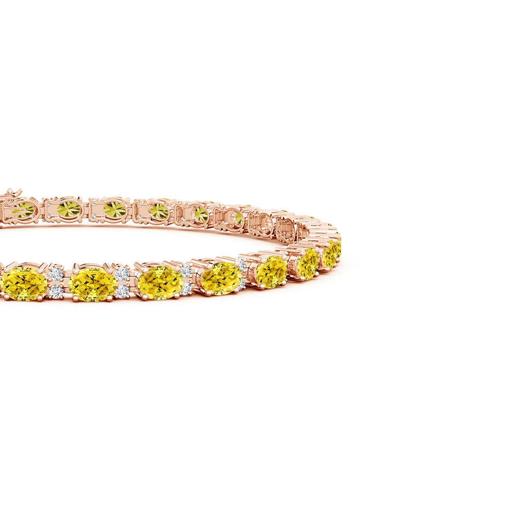 4x3mm AAAA Classic Oval Fancy Intense Yellow and White Diamond Tennis Bracelet in Rose Gold - side 199