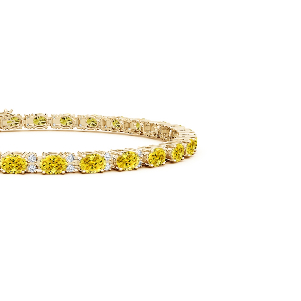 4x3mm AAAA Classic Oval Fancy Intense Yellow and White Diamond Tennis Bracelet in Yellow Gold - side 199