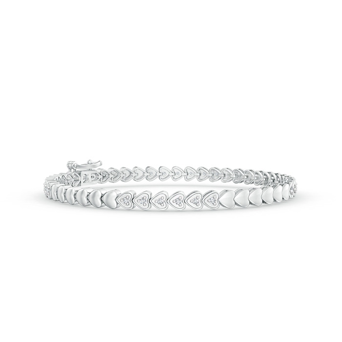 1.3mm GVS2 Diamond Stackable Bracelet with Heart-Shaped Motifs in White Gold