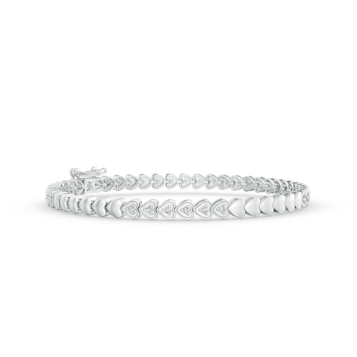 1.3mm GVS2 Diamond Stackable Bracelet with Heart-Shaped Motifs in White Gold 