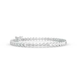 1.3mm IJI1I2 Diamond Stackable Bracelet with Heart-Shaped Motifs in White Gold