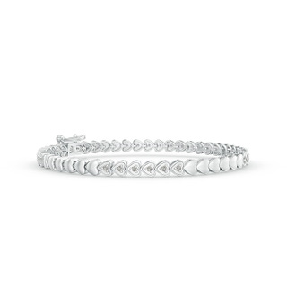 1.3mm KI3 Diamond Stackable Bracelet with Heart-Shaped Motifs in White Gold