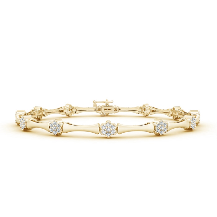 1.1mm GVS2 Diamond Flower Clustre Bamboo Link Bracelet in Yellow Gold