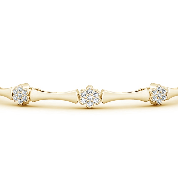 1.1mm GVS2 Diamond Flower Clustre Bamboo Link Bracelet in Yellow Gold Product Image