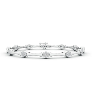 1.1mm HSI2 Diamond Flower Clustre Bamboo Link Bracelet in White Gold