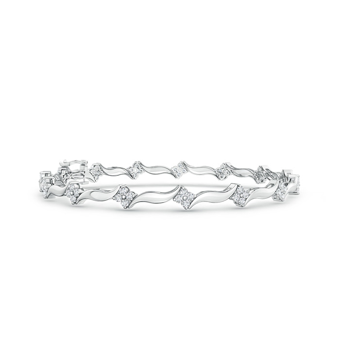 1.55mm GVS2 Diamond Clustre Wavy Link Bracelet in White Gold 