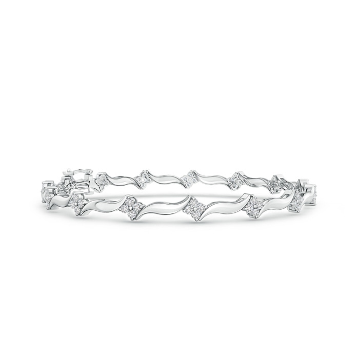 1.55mm HSI2 Diamond Clustre Wavy Link Bracelet in White Gold